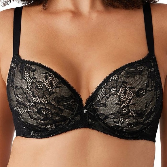 Wacoal Other - Wacoal Bra 32D Finesse Molded Underwire T-Shirt Bra Lingerie Black Lace 853201